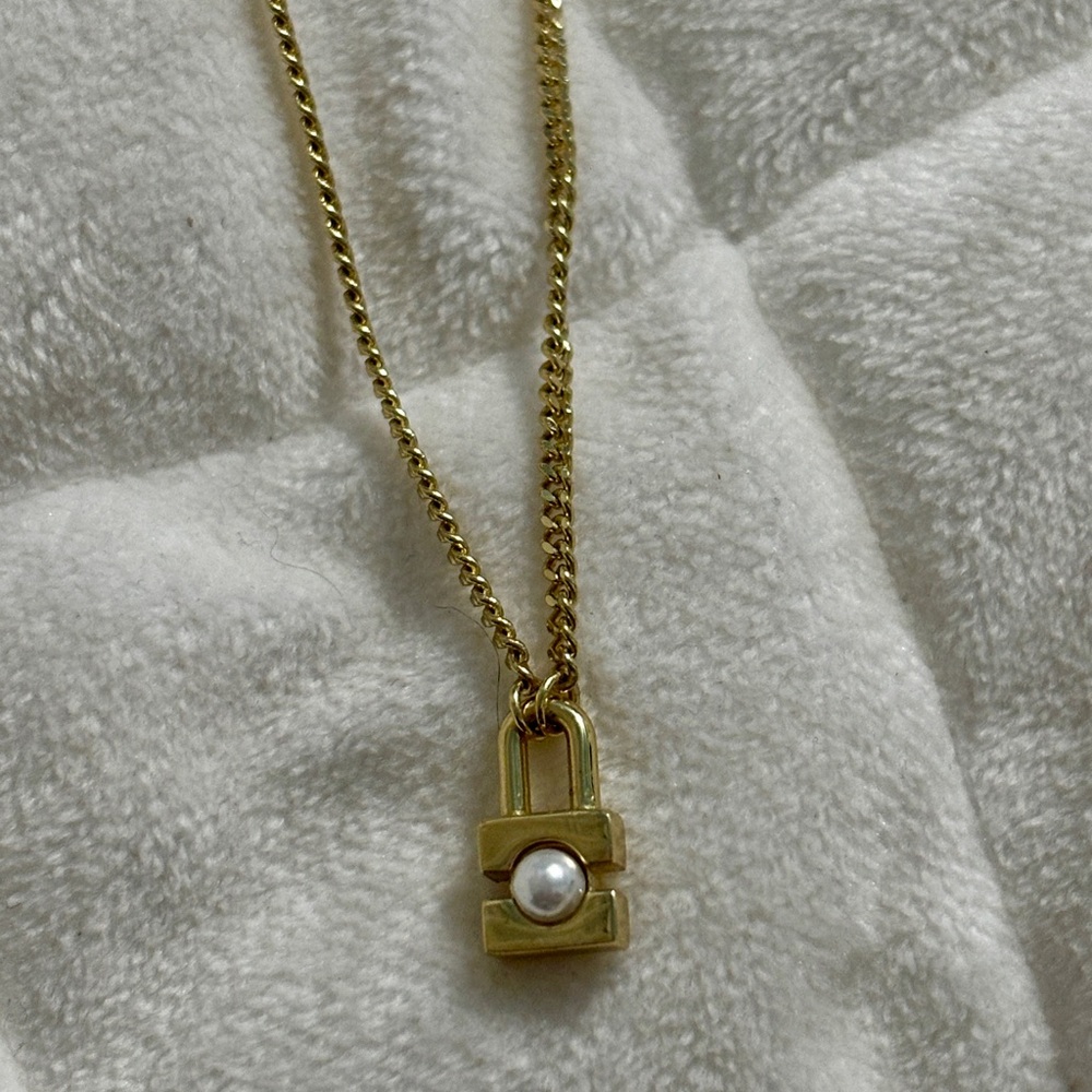 Ania Haie Gold Pearl Padlock Necklace